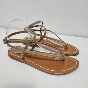 K. Jaques Saint Tropez Strappy Leather Sandals Sz 8 / 39 EUR Neutral Coastal